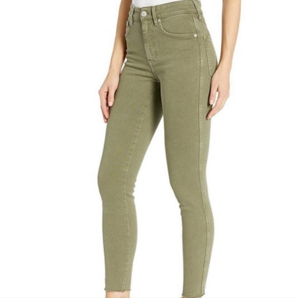 Free People High Rise Jeans in Olive Green